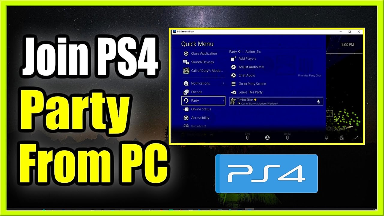Regularmente Piscina Novedad How to JOIN a PS4 Party Chat from your PC (Computer Tutorial) - YouTube