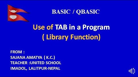 A QBASIC PROGRAM TO SHOW THE USE OF TAB  ( LIBRARY FUNCTION )