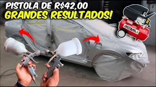 TESTANDO PISTOLA de PINTURA MAIS  BARATA do  MERCADO com TINTA e VERNIZ AUTOMOTIVO - INCRÍVEL