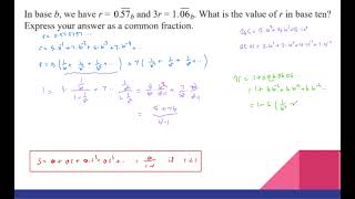 Base Numbers with Geometric Series(Source 2021 MATHCOUNTS State Sprint #27)