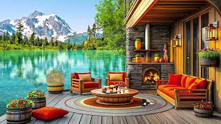 Relaxing Jazz Instrumental Music at Spring Lakeside Porch Ambience ☕ Soft Jazz Music for Work, Focus