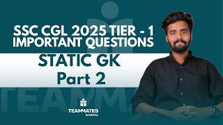 SSC CGL 2026 Revision Series Static GK Marathon Important MCQs Part 2 Last Minute Preparation