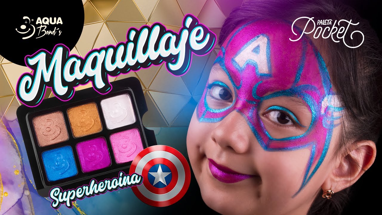 Pintacaritas Capitana América ⭐️⎪Pocket Paraíso Colores Metálicos ⚙️⎪Maquillaje de agua 🖌