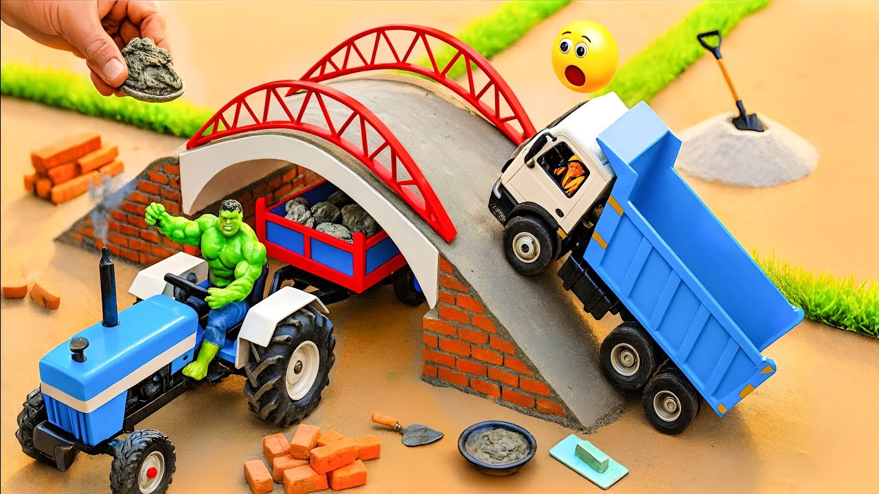 Diy mini tractor making overbridge for tractor/Bridge construction🚧 ...