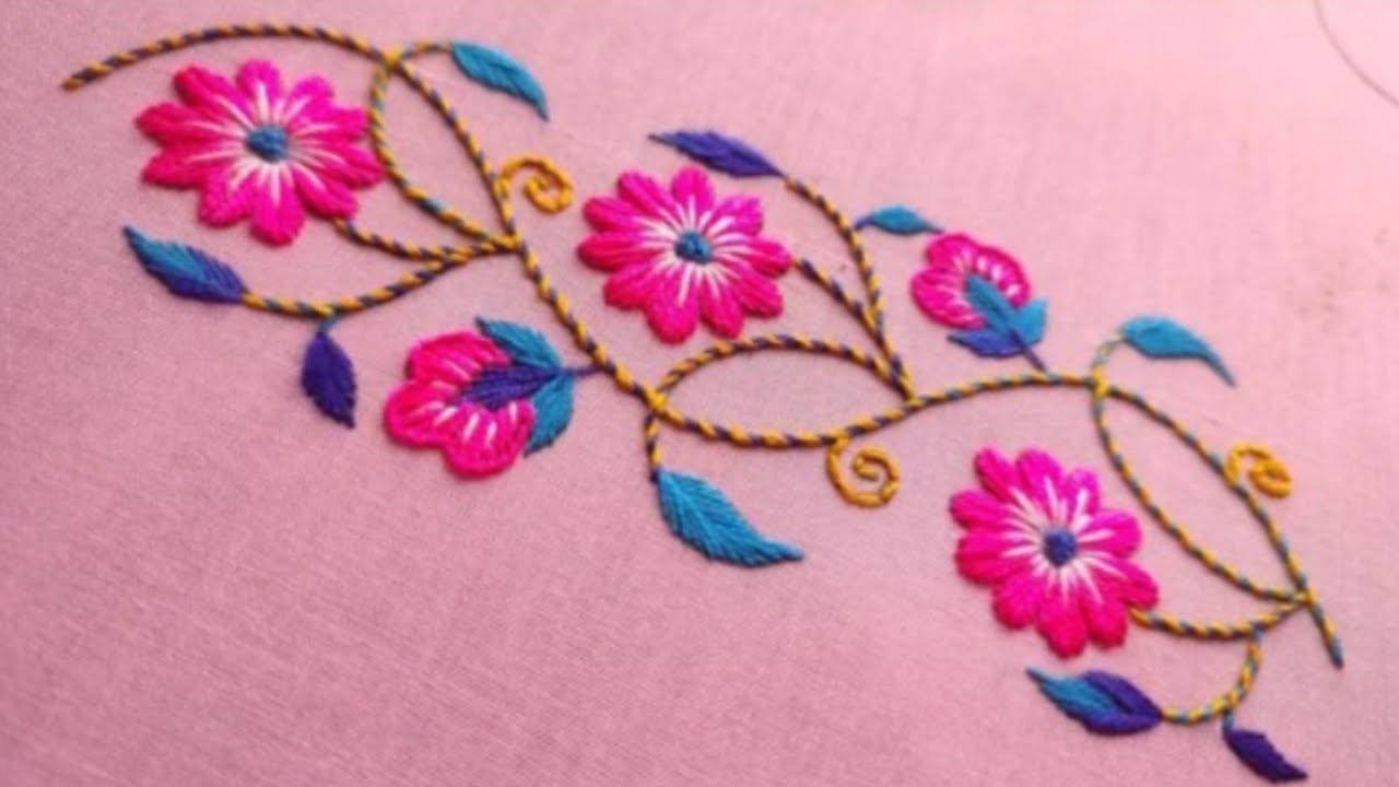 Simple Hand Embroidery Borderline Design Easy...☺️☺️