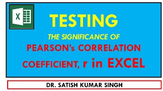 TESTING THE SIGNIFICANCE OF PEARSON CORRELATION COEFFICIENT R IN EXCEL