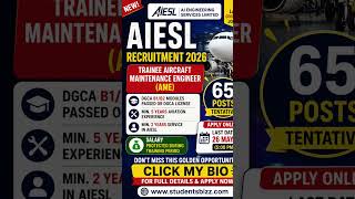 AIESL Recruitment 2026 | 65 AME Posts | DGCA B1/B2 Jobs | Apply Now | #jobs2026 #aviationjobs