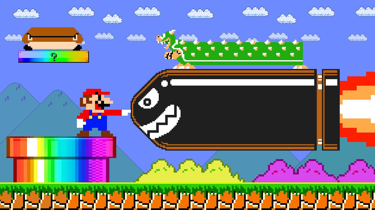 Super Mario Bros. But When Everything Mario Touches Turns To LONGER! | God Mario