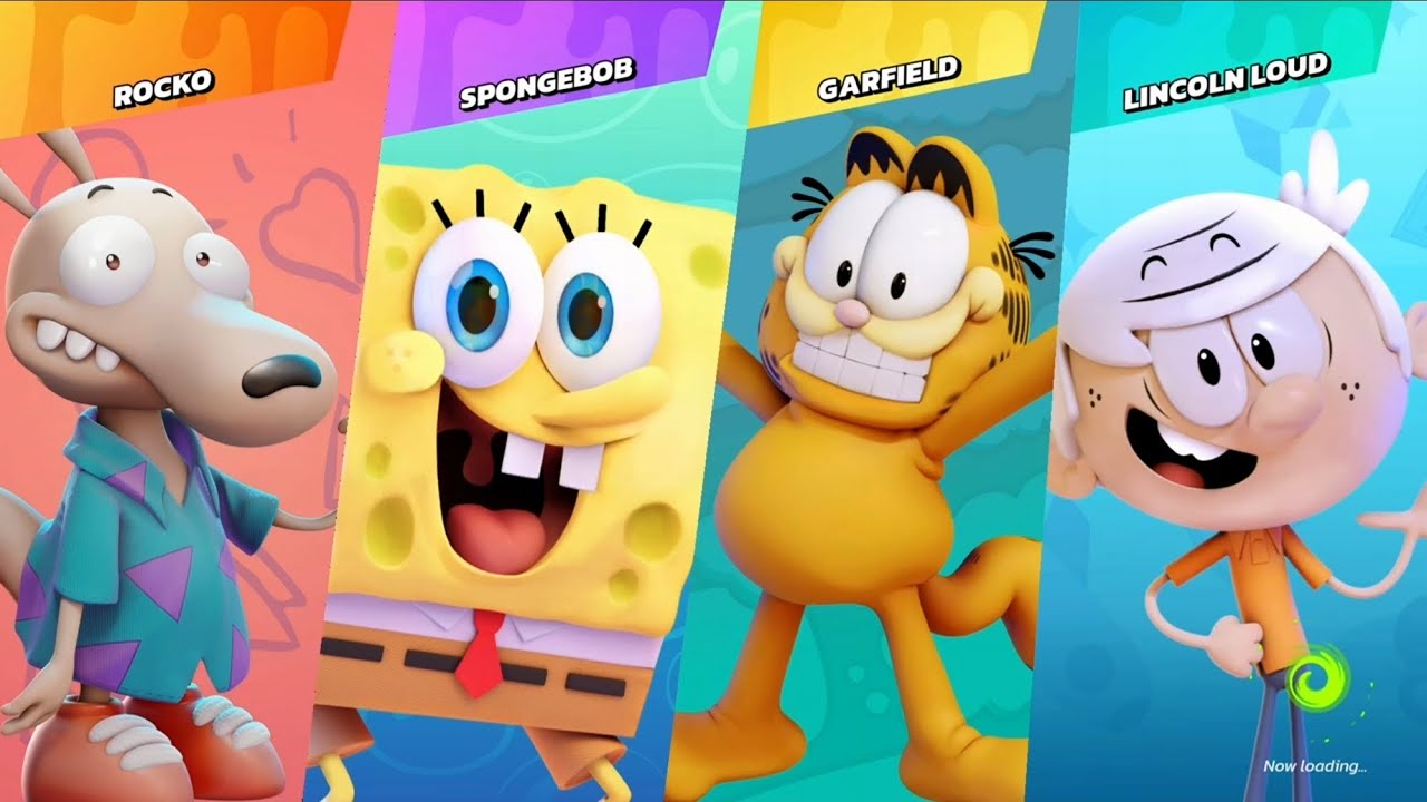 Nickelodeon all star brawl Rocko vs SpongeBob vs Garfield vs Lincoln Loud🧡