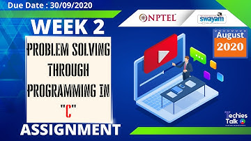 NPTEL Problem solving through Programming In C WEEK 2 Quiz Assignment Solutions | Swayam