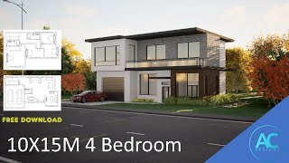 House Design | 10X15m 4 Bedroom | Revit Architecture