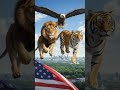 🦁🐅🦅 **“Lion, Tiger & Eagle Take Over the USA Sky! 😱🇺🇸” #shorts #animals #usa #viral  #funny #sky #yt