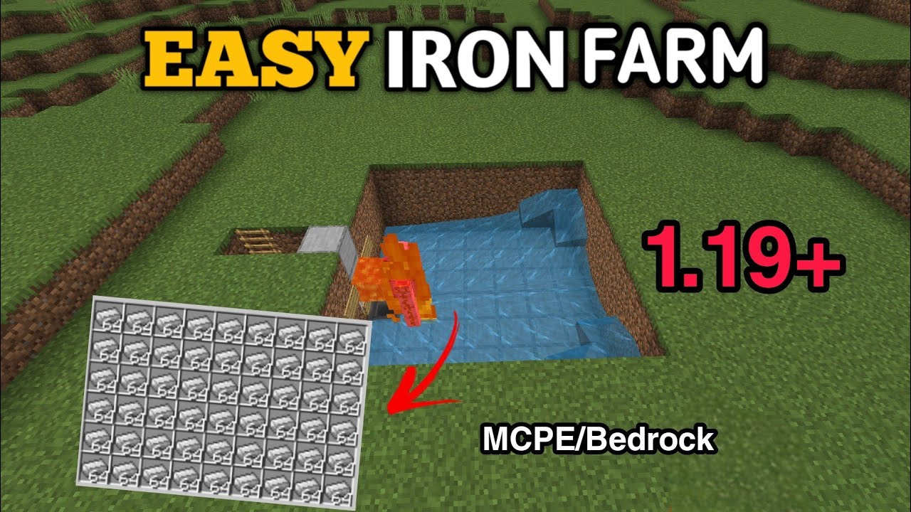 Most Easy Iron Farm In Minecraft pe 1.19+Latest Iron farm for