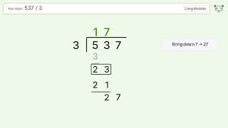 Long Division Problem 537/3: Step-by-Step Video Solution