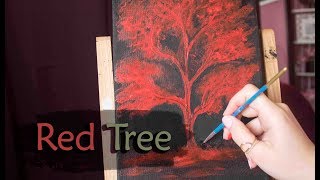 Acrylic Red Tree Tutorial ?| ?شجرة بلون مختلف