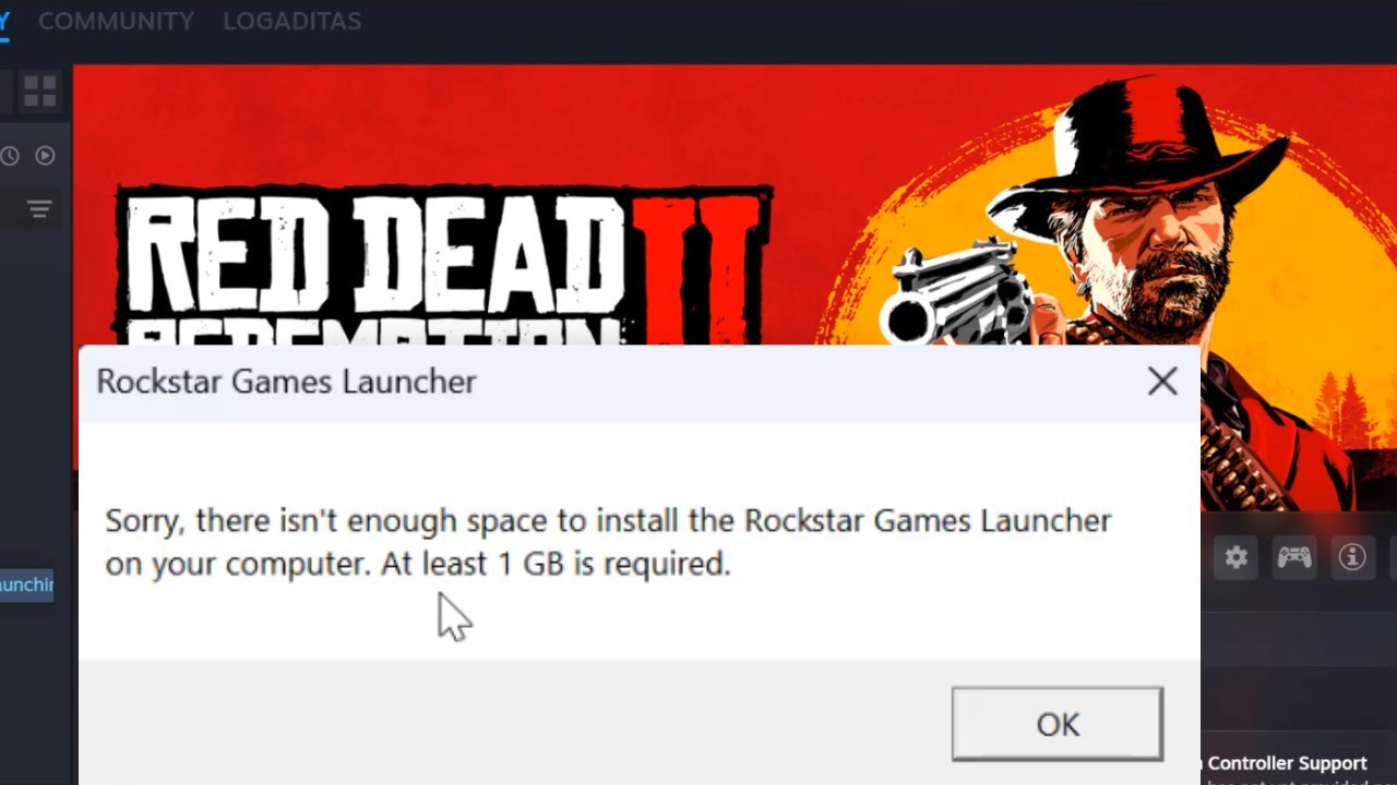 MENGATASI ERROR SORRY THERE ISN'T ENOUGH SPACE TO INSTALL THE ROCKSTAR GAME LAUNCHER DI GTA DAN RDR2