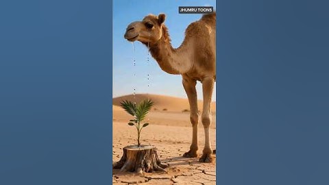 The camel saves the date palm tree from drying up by seeing water 😭 #ai #tree #plants #water
