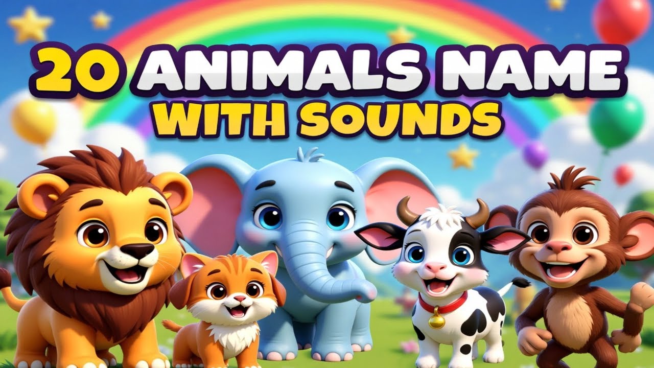 20 ANIMALS Name and Sound | English to Hindi | Animals for kids | kidszone18 