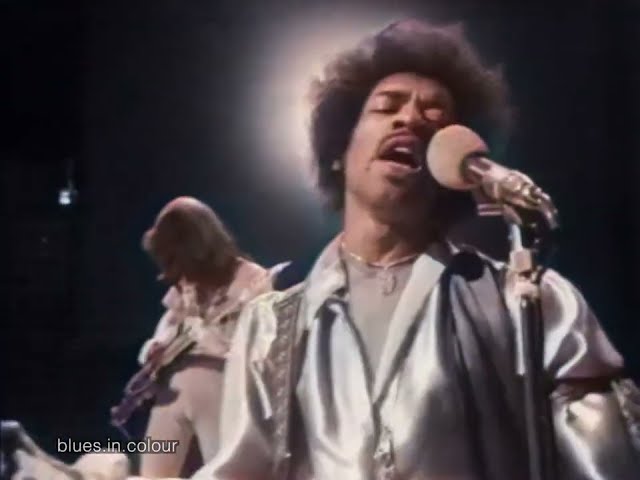 Jimi Hendrix at the BBC live [Colourised] 1969 class=