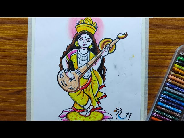 DASM United God Spiritual Printed Wooden Clipboard Examboard Writing Drawing  Pad Paper Board Stationary A4 21 x 30cm Size for Students Boys Girls kids  children College & Office - Maa Saraswati Cartoon :