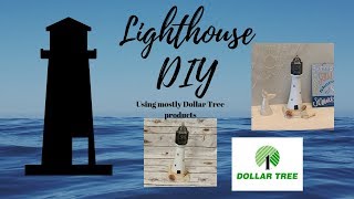 Lighthouse DIY using mostly Dollar Tree products