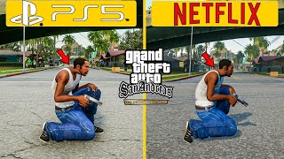 GTA San Andreas The Definitive Edition PS5 vs MOBILE Graphics Physics Details Comparison 4k screenshot 5