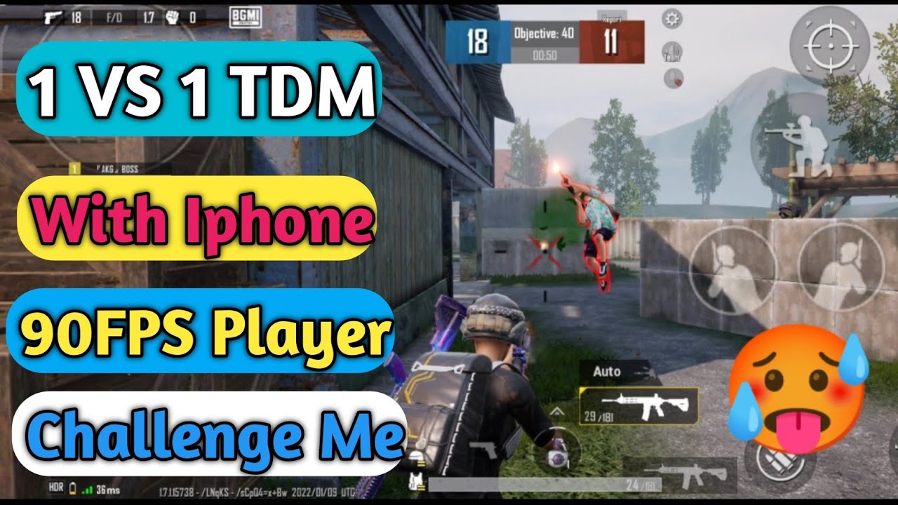 90 FPS Iphone Player Challenge Me 1v1 TDM Room Match With Poco x3 Pro ...