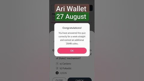 Ari wallet Quiz Answer| 27 August 2025 |#ariwallet #ariwalletquiz #ariwalletairdrop