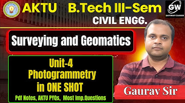 Surveying I U-4 I Photogrammetry I ONE SHOT I By Gaurav Sir I Gateway Classes