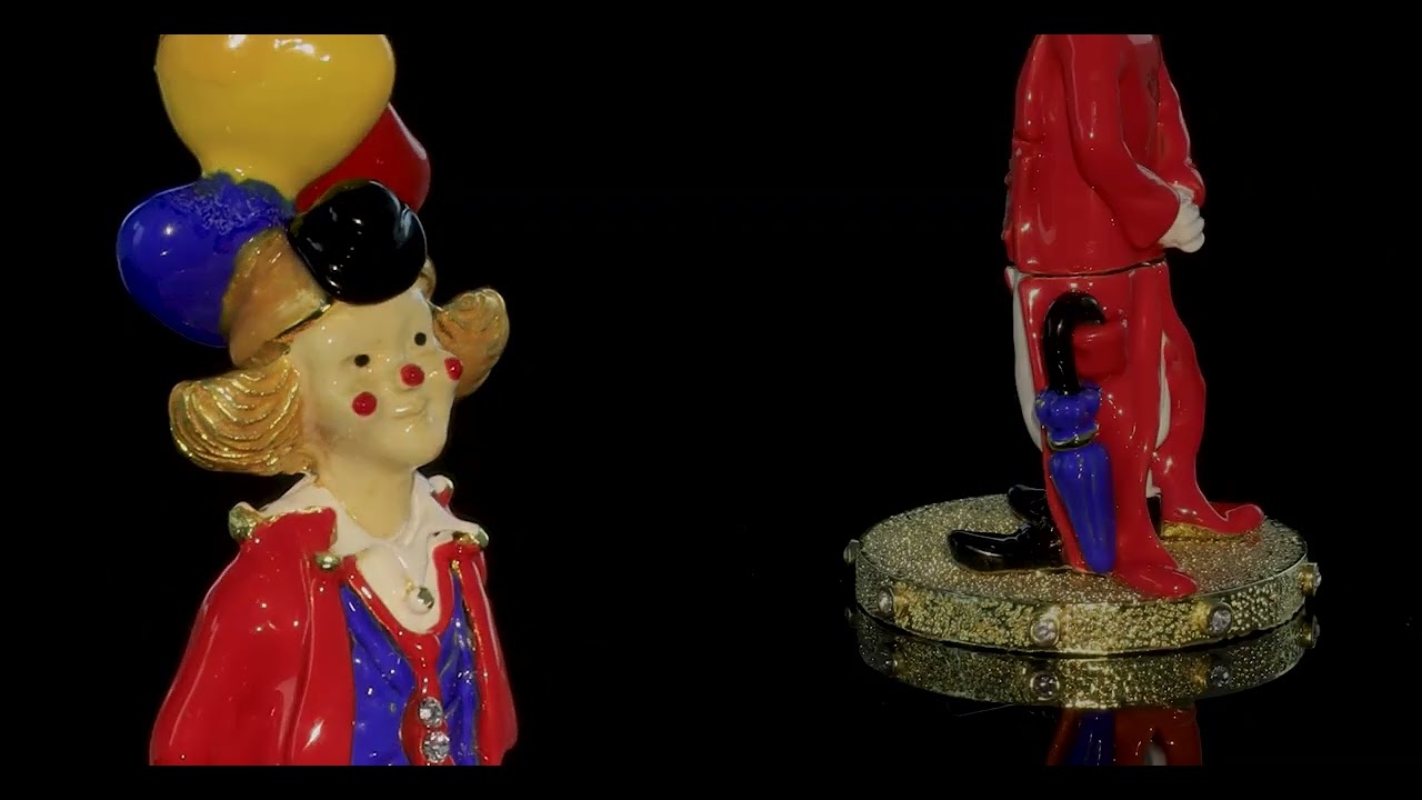 Funny Circus Clown with Umbrella trinket box