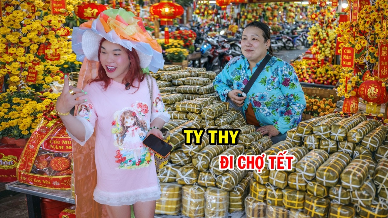 Ty Thy đi chợ Tết mua thịt về kho trứng - Ty Thy Vlog Gỏi đu đủ