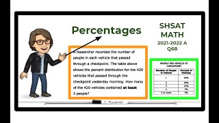 SHSAT Math - Sample Test 2021-2022 A - Question 68 / Percentages