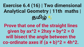 Exercise 6.4 (16) | Two dimensional Analytical Geometry | 11th  maths | தமிழ்✨