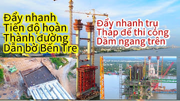 Cầu Rạch Miễu 2 ngày 10/5/2024 đẩy nhanh tiến độ hoàn thành các hạng mục
