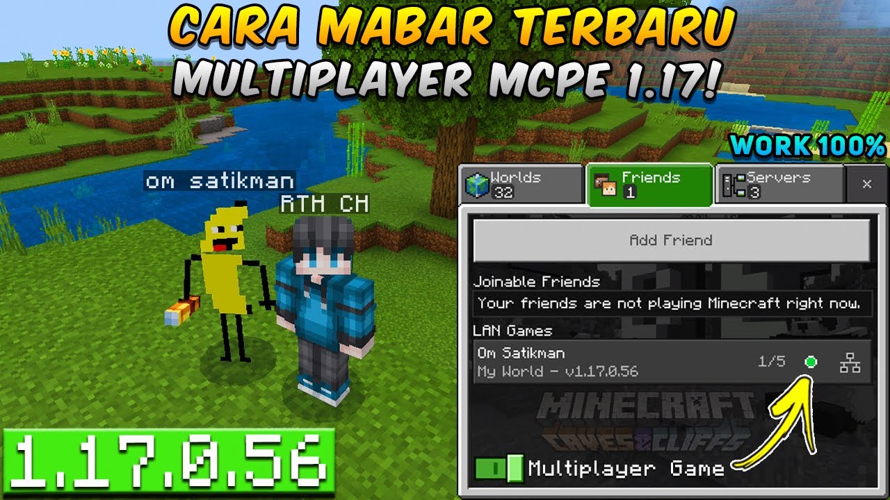 🔥NIH CARA MABAR MULTIPLAYER MCPE TERBARU PADA VERSI 1.17! 100