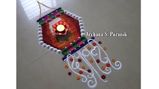 Simple Diwali lantern Rangoli Using Rolling Pin.