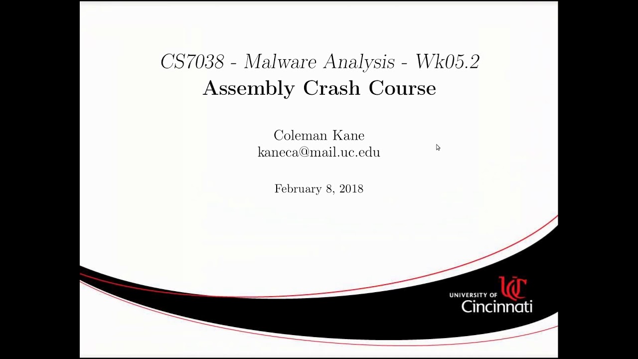 CS7038 (Spring 2018): Week 5, Lecture 2 - Assembly Language Crash Course pt 1