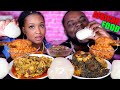 FUFU, EFO RIRO, EGUSI SOUP & GOAT PEPPER SOUP *HAND EATING* AFRICAN FOOD MUKBANG | QUEEN BEAST