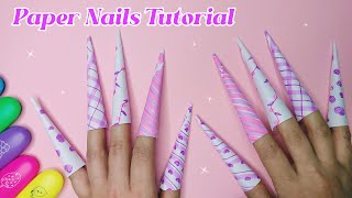 Paper Nails Tutorial 💅 || Diy Fake Nails, Lovely Purple Theme💜