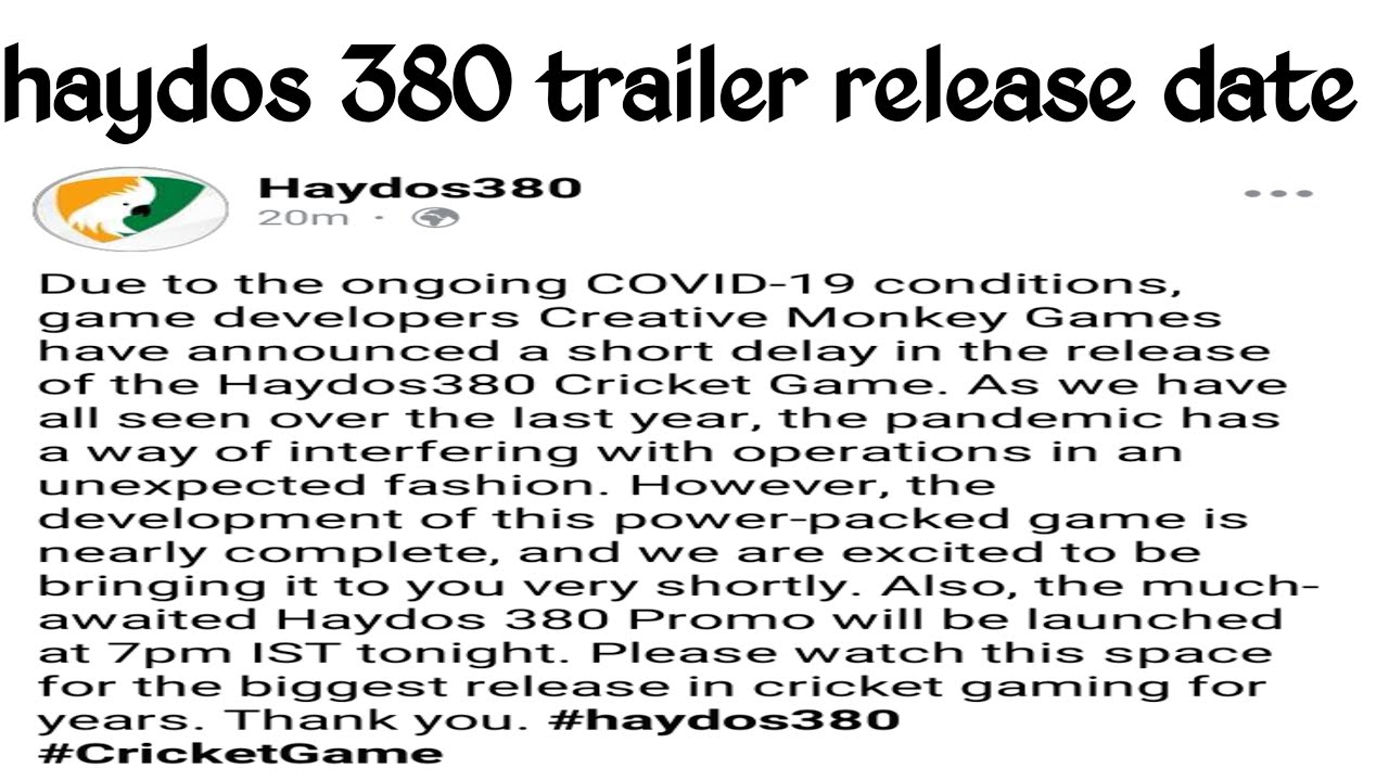 Haydos 380 Trailer Release 7 PM tonight
