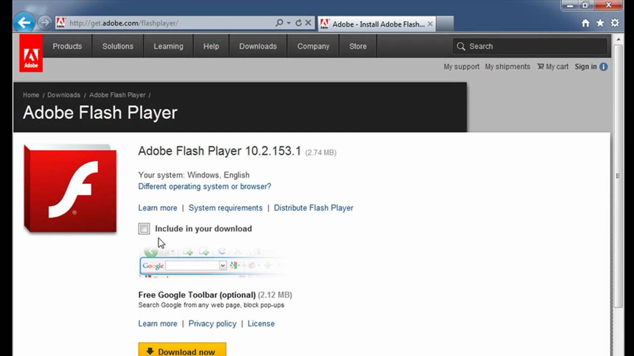 Download And Install Flash Player From Internet Explorer 9 - Youtube