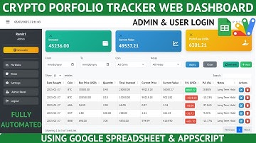 Crypto Portfolio Tracker Web Dashboard Google Sheets & Apps Script | CRUD Admin/User Login | C39