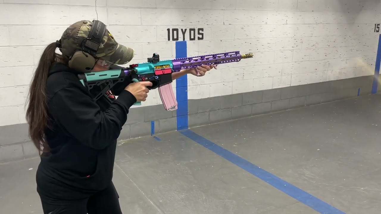 Nicole is test firing her new unicorn build at Cape Gun Works