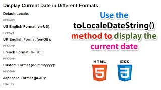Use toLocaleDateString() method to display the current date in Different Formats using JavaScript