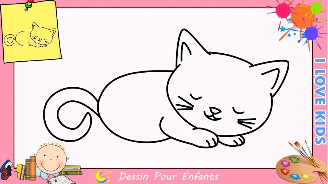 Coloriage chat facile maternelle 2 ans 