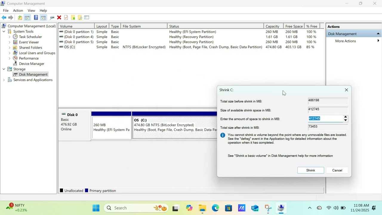 Create a Partition on an External Drive (Windows 11)