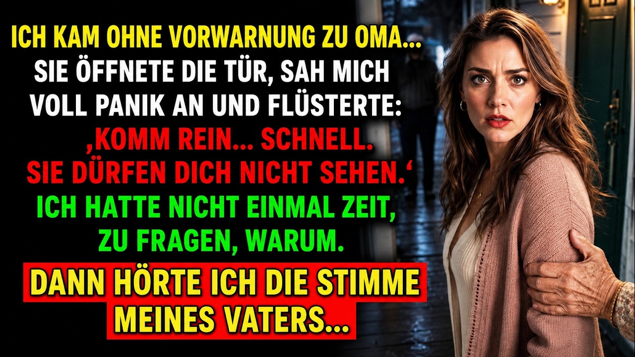 Meine Oma zog mich ins Haus, verriegelte die Tür und flüsterte: „Lass dich nicht von ihnen sehen.“ Dann klopfte mein Vater an. Sie befahl mir, mich zu verstecken. Monatelang hatte er mir erzählt,...