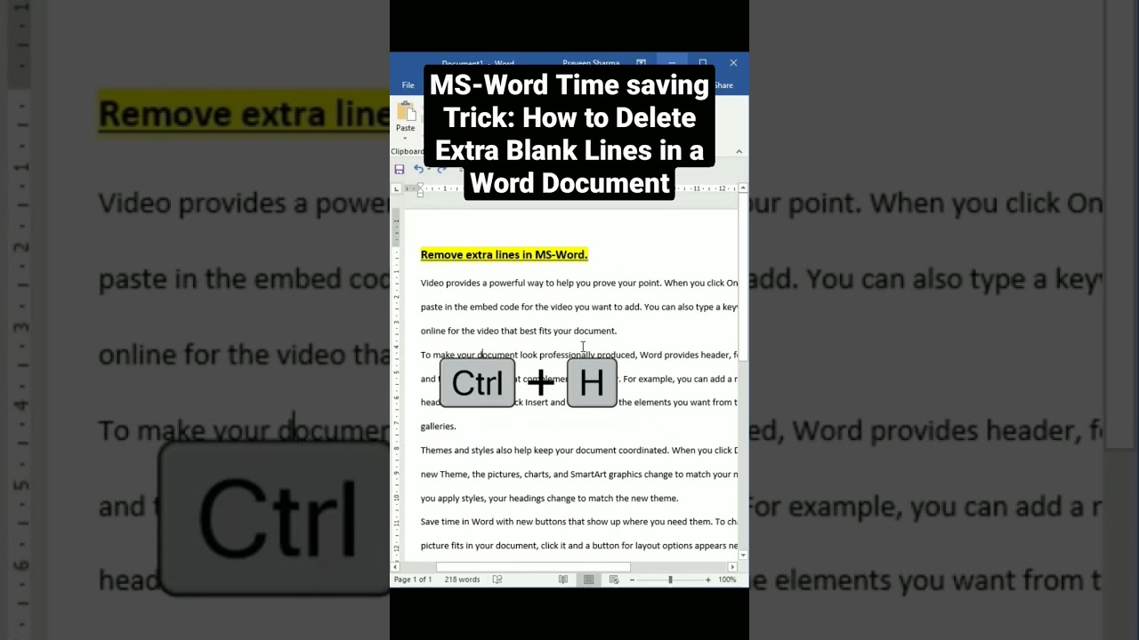MS-Word Time saving Trick: How to Delete Extra Blank Lines in a Word Document