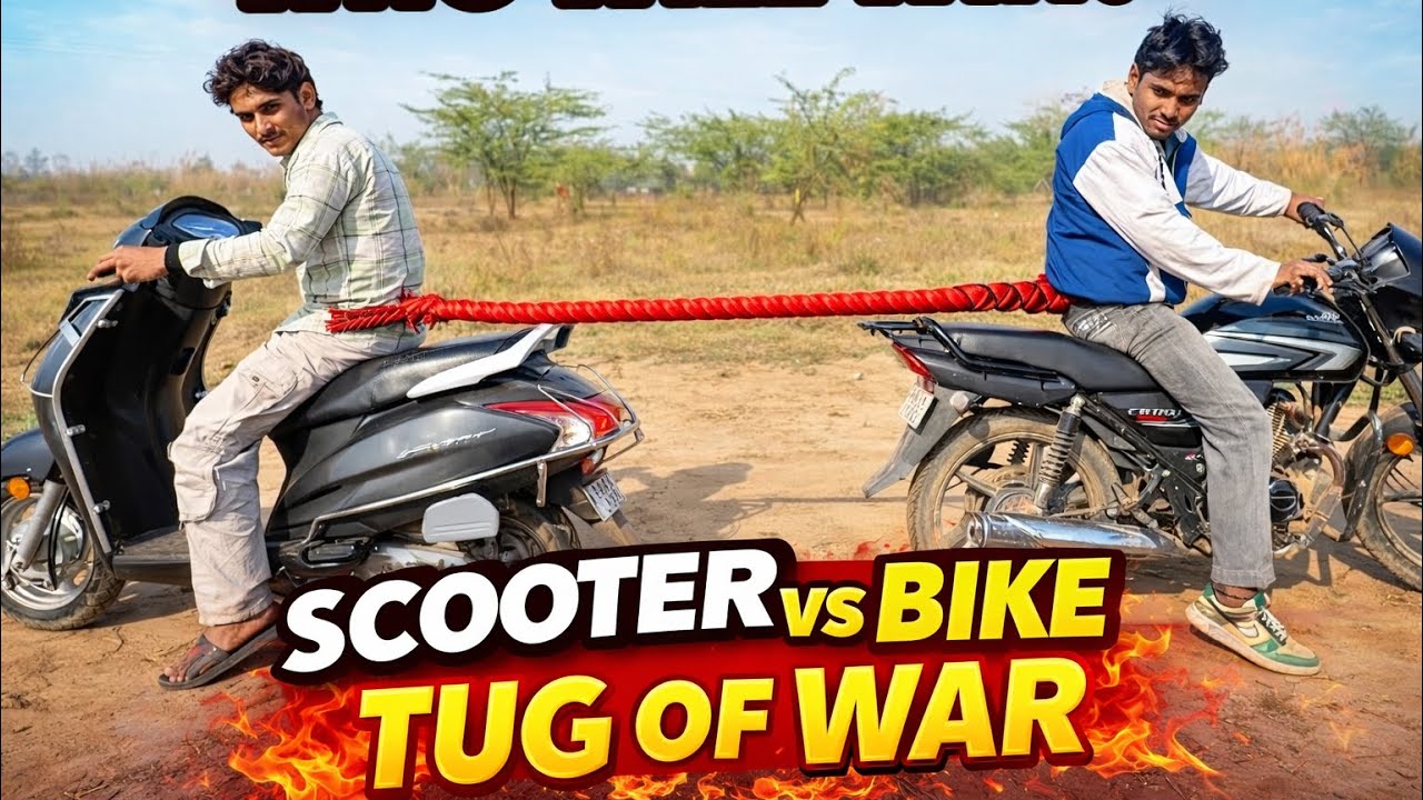 Scooter vs Bike Tug of War 😱 | Kaun Jeetega? Full Power Test 💪🔥