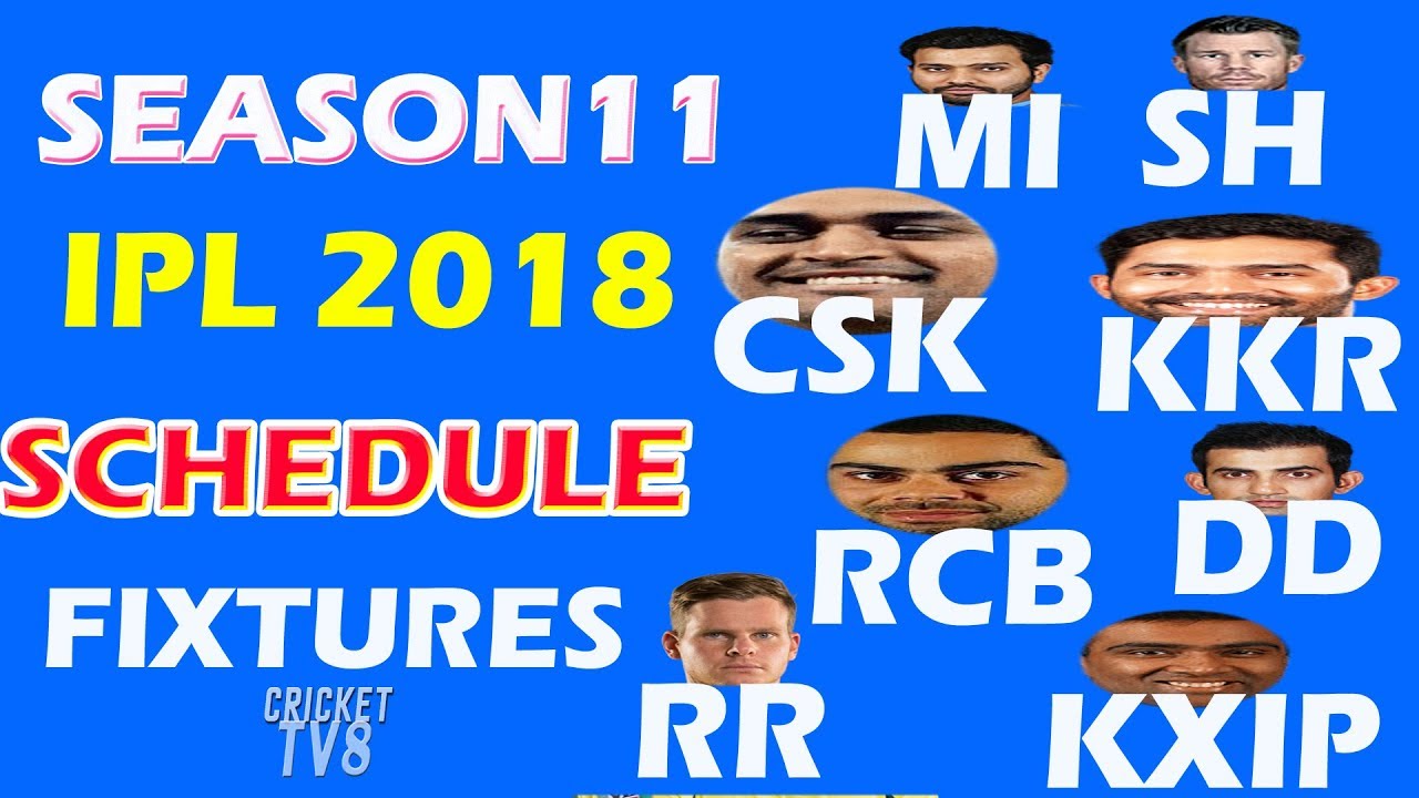 IPL 2018 schedule and time table│IPL 2018 schedule latest updates